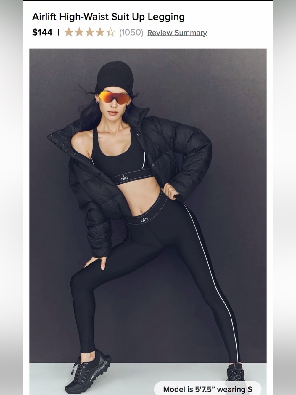 ALO Airlift Suit Up Sports Bra & Leggings Set - M